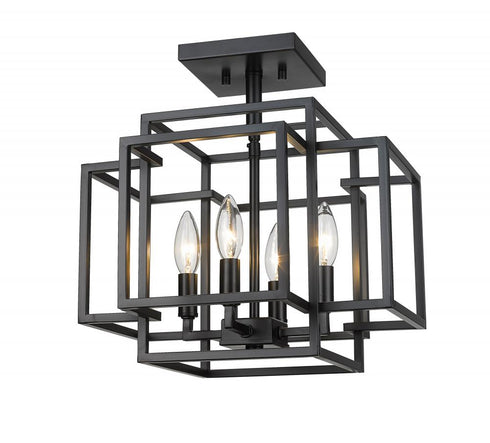 Z-Lite Titania 4 Light Semi Flush Mount in Black + Brushed Nickel Finish Model: 454SF-BK-BN