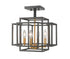 Z-Lite Titania 4 Light Semi Flush Mount in Black + Brushed Nickel Finish Model: 454SF-BK-BN
