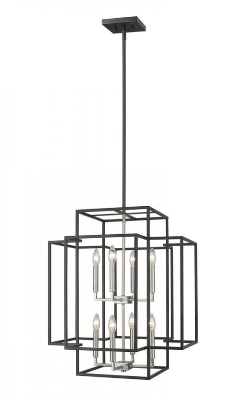Z-Lite Titania 8 Light Chandelier in Black + Brushed Nickel Finish Model: 454-28BK-BN