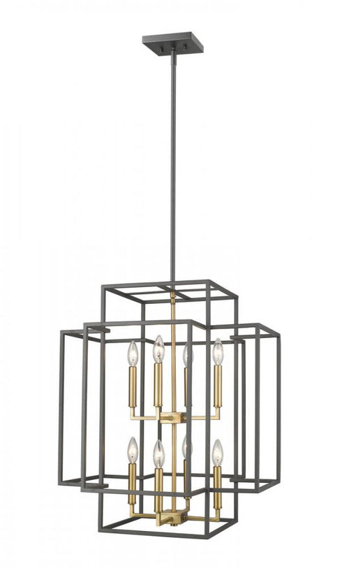 Z-Lite Titania 8 Light Chandelier in Black + Brushed Nickel Finish Model: 454-28BK-BN