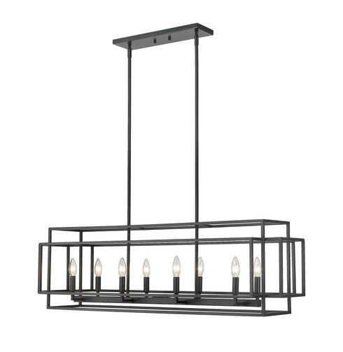 Z-Lite Titania 8 Light Linear Chandelier in Black + Brushed Nickel Finish Model: 454-44L-BK-BN