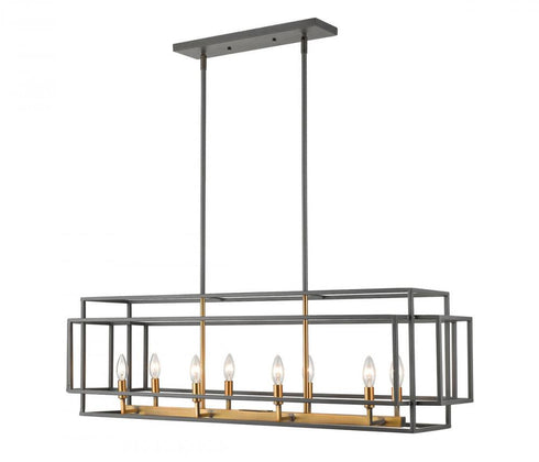 Z-Lite Titania 8 Light Linear Chandelier in Black + Brushed Nickel Finish Model: 454-44L-BK-BN