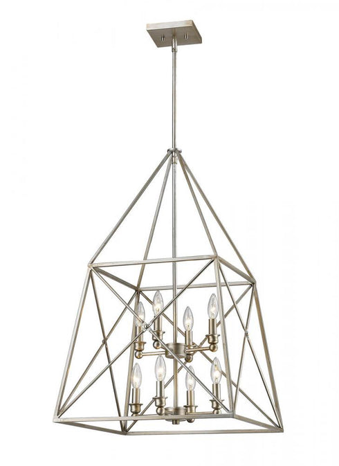 Z-Lite Trestle 8 Light Chandelier in Antique Silver Finish Model: 447-8AS