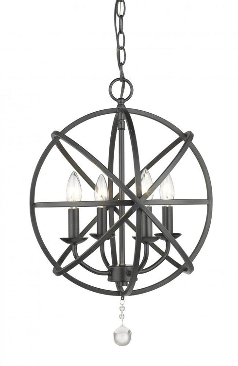 Z-Lite Tull 4 Light Chandelier in Matte Black Finish Model: 458-16MB