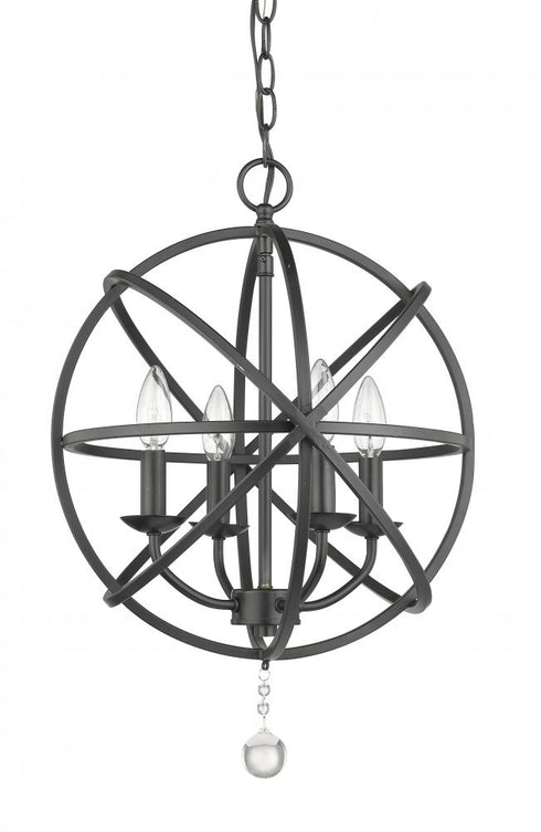 Z-Lite Tull 4 Light Chandelier in Matte Black Finish Model: 458-16MB