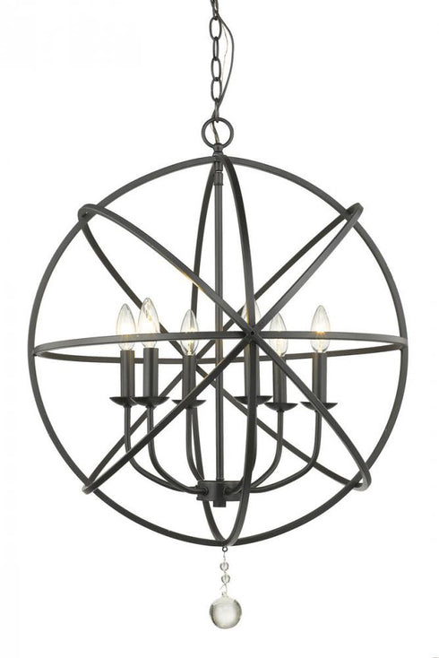 Z-Lite Tull 6 Light Chandelier in Matte Black Finish Model: 458-24MB