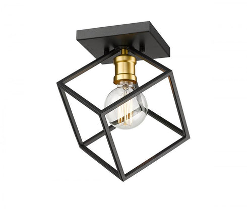 Z-Lite Vertical 1 Light Flush Mount in Bronze + Olde Brass Finish Model: 478F-BRZ-OBR