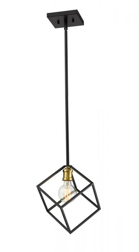 Z-Lite Vertical 1 Light Pendant in Bronze + Olde Brass Finish Model: 478P11-BRZ-OBR