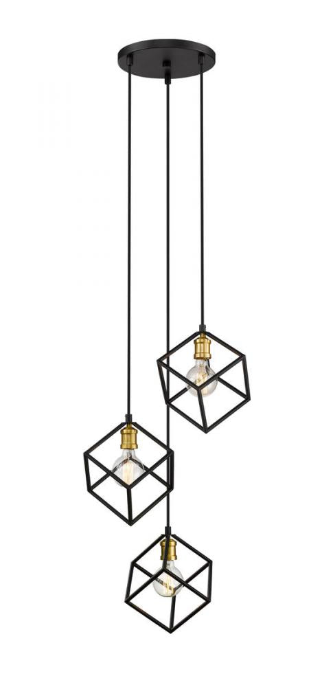 Z-Lite Vertical 3 Light Chandelier in Bronze + Olde Brass Finish Model: 478-3BRZ-OBR