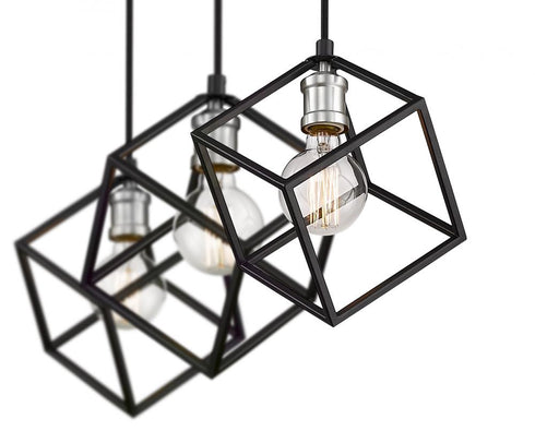 Z-Lite Vertical 3 Light Linear Chandelier in Matte Black + Brushed Nickel Finish Model: 478-3L-MB-BN