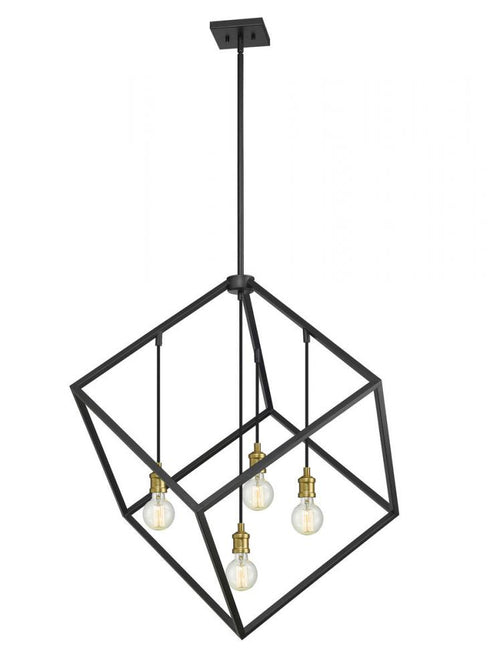 Z-Lite Vertical 4 Light Chandelier in Bronze + Olde Brass Finish Model: 478P34-BRZ-OBR