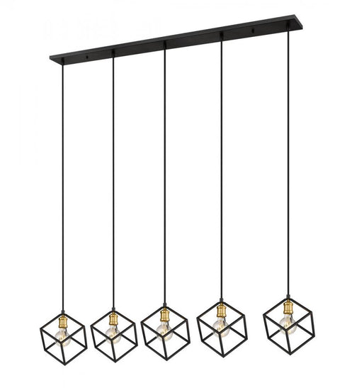 Z-Lite Vertical 5 Light Linear Chandelier in Bronze + Olde Brass Finish Model: 478-5L-BRZ-OBR