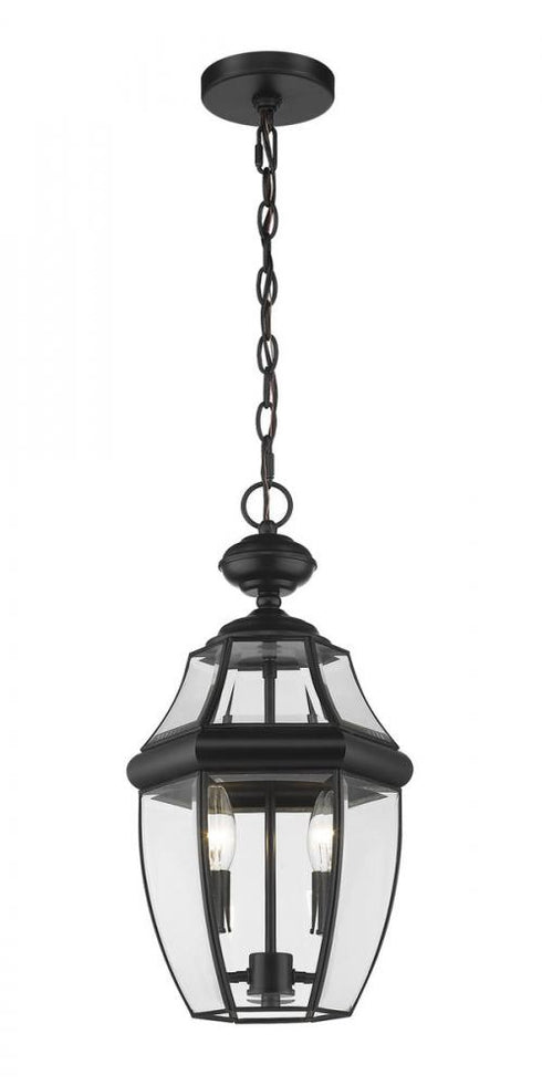 Z-Lite Westover 2 Light Outdoor Chain Mount Ceiling Fixture in Black Finish Model: 580CHM-BK