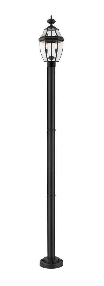 Z-Lite Westover 2 Light Outdoor Post Mounted Fixture in Black Finish Model: 580PHM-567P-BK