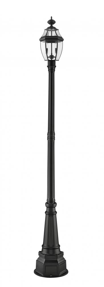 Z-Lite Westover 2 Light Outdoor Post Mounted Fixture in Black Finish Model: 580PHM-567P-BK