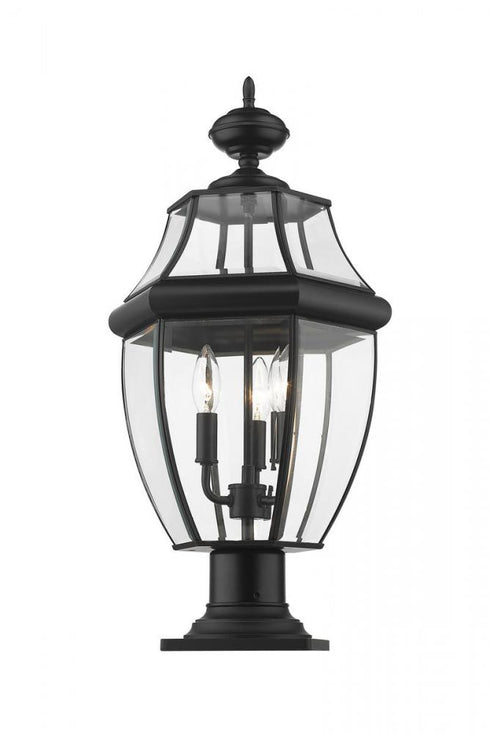 Z-Lite Westover 3 Light Outdoor Pier Mounted Fixture in Black Finish Model: 580PHB-533PM-BK