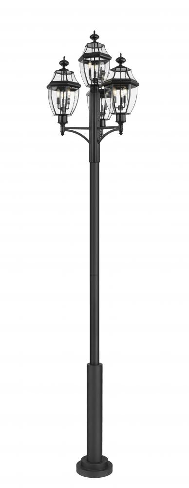 Z-Lite Westover 3 Light Outdoor Post Mount Fixture in Black Finish Model: 580PHB-4-5010P-BK