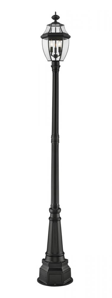 Z-Lite Westover 3 Light Outdoor Post Mounted Fixture in Black Finish Model: 580PHB-564P-BK