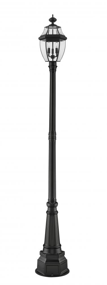 Z-Lite Westover 3 Light Outdoor Post Mounted Fixture in Black Finish Model: 580PHB-564P-BK