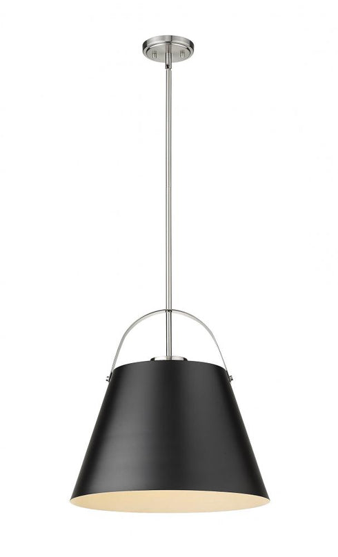 Z-Lite Z-Studio 1 Light Pendant in Matte Black + Brushed Nickel Finish Model: 726P18-MB+BN