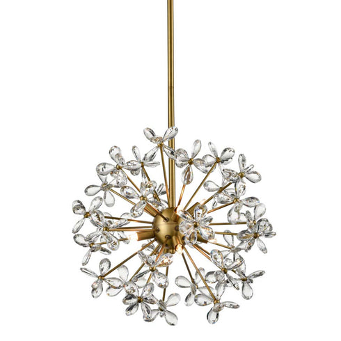 ZEEV Lighting ADELLE 8 Light Floral Crystal Pedal Sputnik in Matte Black Pendant Light Model: CD10212-8-MBK