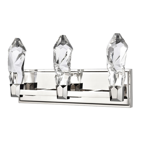 ZEEV Lighting Angelus 19 Inch LED 3 Light Crystal Bath Light in Polished Nickel Model: VL11432-LED-3-PN