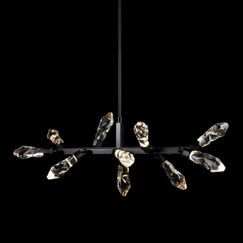 ZEEV Lighting Angelus 48 Inch LED 10 Light Crystal Linear Pendant in Brushed Black in Satin Brushed Black Finish Model: PL11415-LED-10-SBB