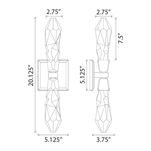 ZEEV Lighting Angelus LED 2 Light Crystal Duo Wall Sconce in Aged Brass Model: WS11409-LED-2-AGB
