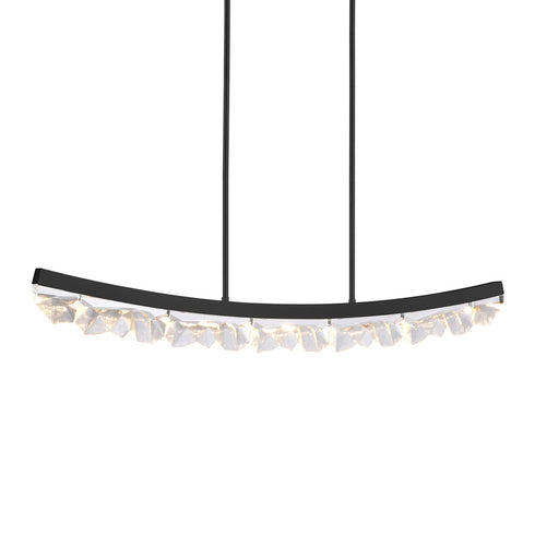 Zeev Lighting ARCUS 1 Light LED 3CCT 32 Inch Unique Curved Crystal in Aged Brass Linear Pendant Light Model: PL11609-LED-32-AGB