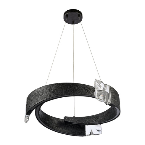 ZEEV Lighting Arcus LED 32 Inch Segmental Crystal Chandelier in Textured Black in Textured Matte Black Finish Model: CD11621-LED-3-32-TMBK