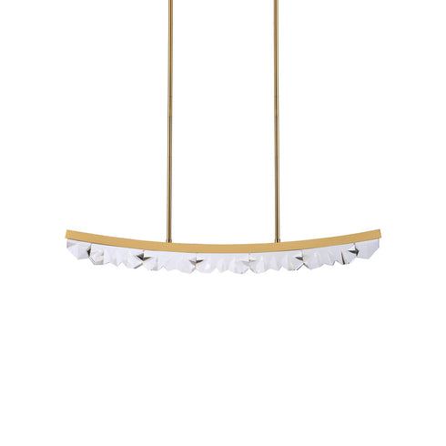 ZEEV Lighting ARCUS LED 3CCT 48 Inch Unique Curved Crystal in Aged Brass Linear Pendant Light Model: PL11613-LED-48-AGB