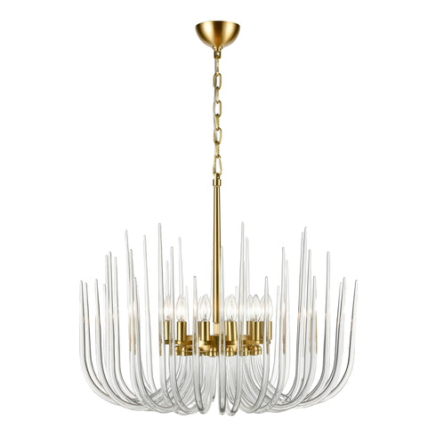 ZEEV Lighting ASTORIA 12 Light Solid Curved Clear Glass in Satin Brushed Black Chandelier Model: CD10032-12-SBB
