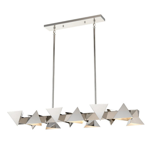 ZEEV Lighting AVANTE 12 Light Geometric Triangular in Matte Black Linear Pendant Model: CD10034-12-MBK