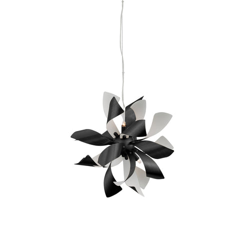 Zeev Lighting BLOSSOM 9 Light 9 Light Decorative Floral Windmill Matte Black Chandelier in Matte Black w/Matte White Finish Model: CD10035-9-MBK+MW