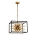 Zeev Lighting BURST 10 Light 10 Light Modern Square Incased in Aged Brass Sputnik Pendant Model: CD10172-10-AGB+MBK