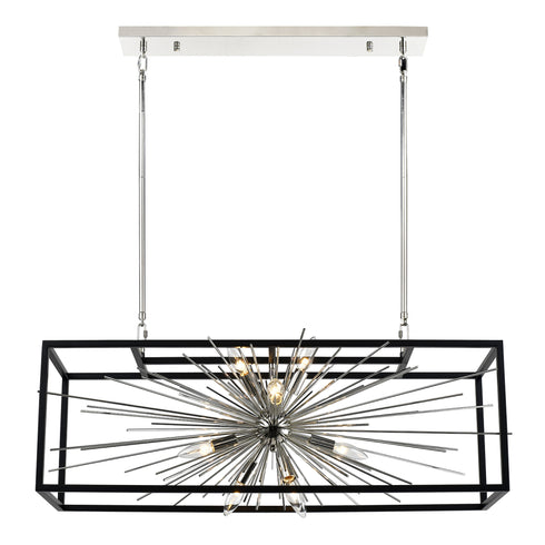 Zeev Lighting BURST 10 Light 10 Light Modern Square Incased in Aged Brass Sputnik Pendant Model: CD10172-10-AGB+MBK
