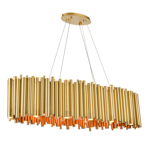 ZEEV Lighting CATHEDRAL 40 Light 51 Inch Modern Oval Organ Pipe in Aged Brass Chandelier Model: CD10392-24+16-AGB