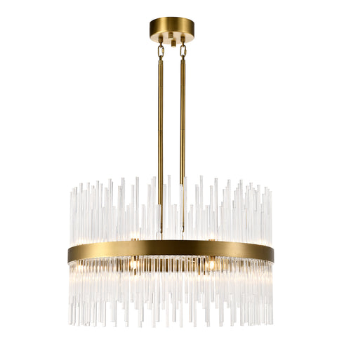 Zeev Lighting CITADEL 16 Light 16 Light 26 Inch Sleek in Aged Brass Banded Crystal Drum Chandelier Model: CD10407-16-P-AGB