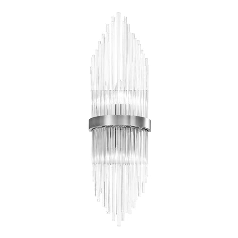Zeev Lighting CITADEL 2 Light 2 Light 24 Inch Sleek in Polished Nickel Banded Vertical Crystal Wall Sconce Model: WS70051-2-PN