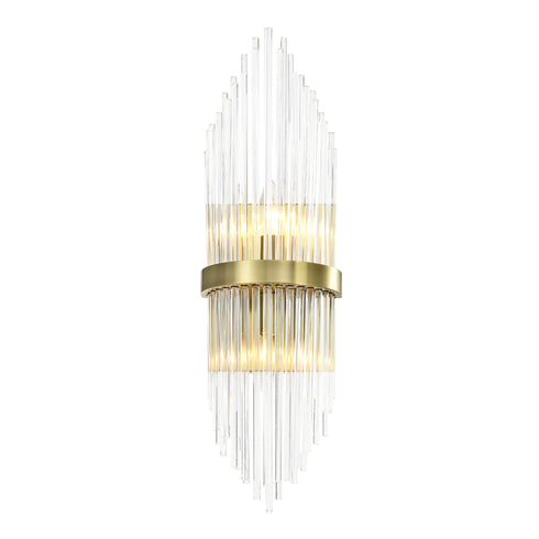 ZEEV Lighting CITADEL 2 Light 24 Inch Sleek in Aged Brass Banded Vertical Crystal Wall Sconce Model: WS70048-2-AGB