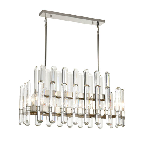 ZEEV Lighting Clarion 36 Inch 10 Light Vertical Crystal Tier Chandelier in Nickel in Polished Nickel Finish Model: CD10335-10-PN