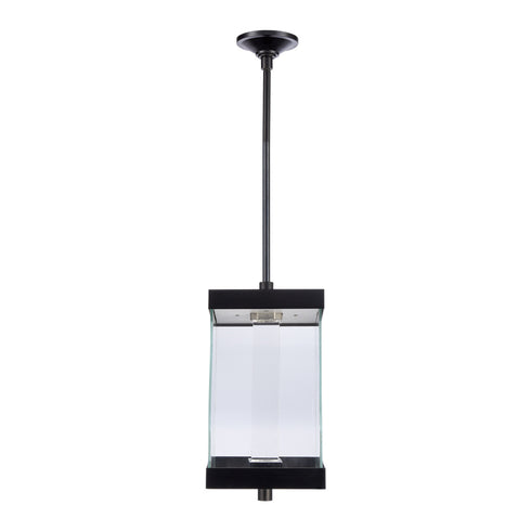 ZEEV Lighting Claro Outdoor LED 12 Inch Square Glass Crystal Pendant in Matte Black Model: EP11106-LED-12S-MBK