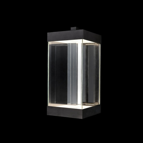 ZEEV Lighting Claro Outdoor LED 12 Inch Square Glass Crystal Sconce in Matte Black Model: EW11101-LED-12S-MBK