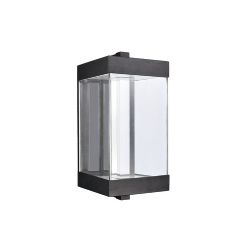 ZEEV Lighting Claro Outdoor LED 12 Inch Square Glass Crystal Sconce in Matte Black Model: EW11101-LED-12S-MBK