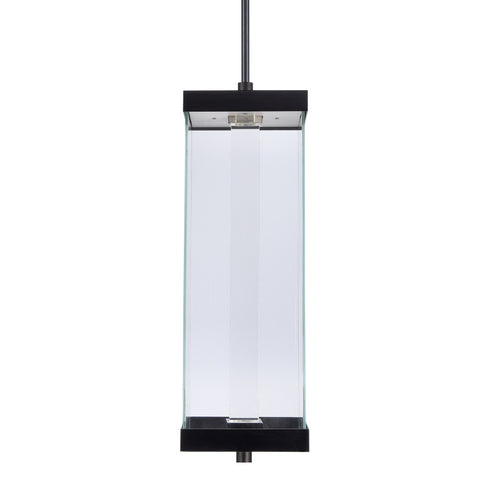 ZEEV Lighting Claro Outdoor LED 24 Inch Square Glass Crystal Pendant in Matte Black Model: EP11107-LED-24S-MBK