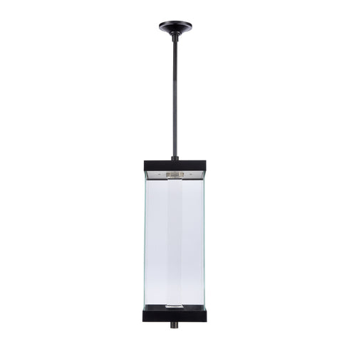 ZEEV Lighting Claro Outdoor LED 24 Inch Square Glass Crystal Pendant in Matte Black Model: EP11107-LED-24S-MBK