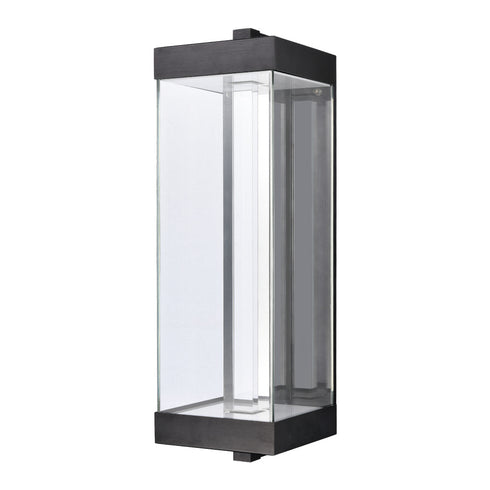 ZEEV Lighting Claro Outdoor LED 24 Inch Square Glass Crystal Sconce in Matte Black Model: EW11102-LED-24S-MBK