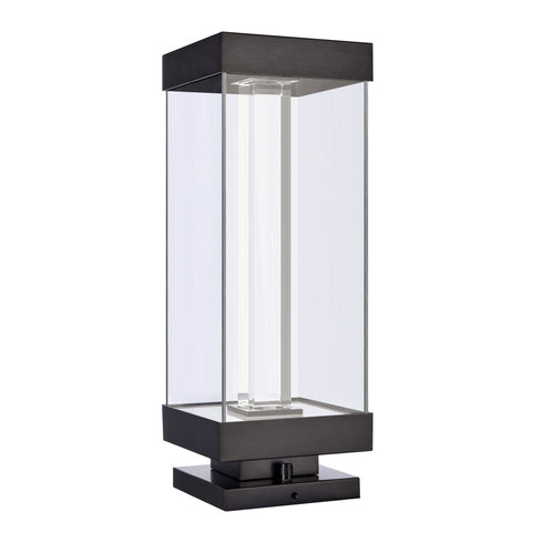 ZEEV Lighting Claro Outdoor LED 26 Inch Square Glass Crystal Bollard in Matte Black Model: EBP11111-LED-24S-MBK