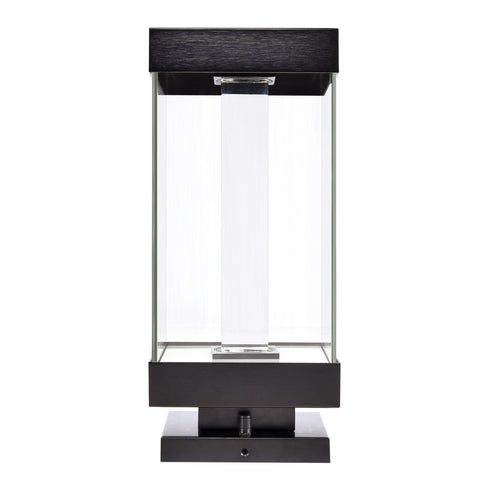 ZEEV Lighting Claro Outdoor LED 26 Inch Square Glass Crystal Bollard in Matte Black Model: EBP11111-LED-24S-MBK