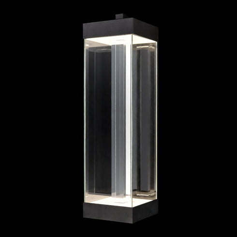 ZEEV Lighting Claro Outdoor LED 35 Inch Square Glass Crystal Sconce in Matte Black Model: EW11103-LED-35S-MBK